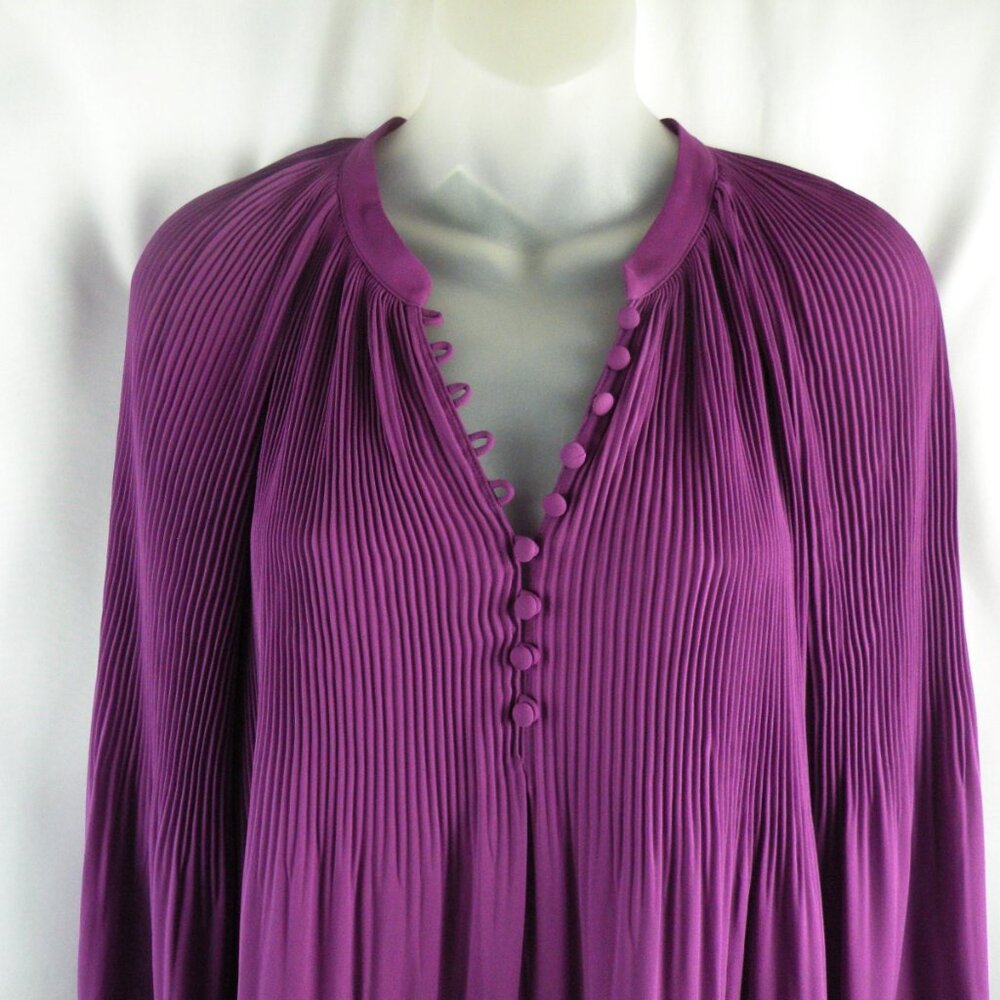 NWT LAUREN RALPH LAUREN Pleated Georgette Violet Blouse XL - Picture 3 of 6